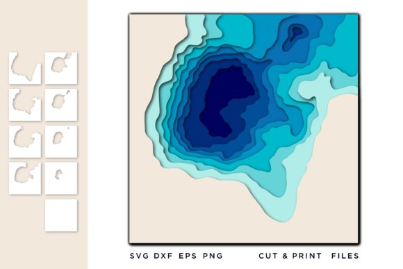 3D Blue Wave Ocean Depths Design