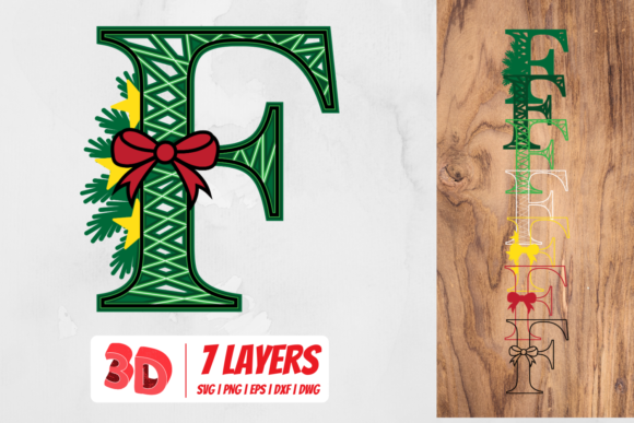 3D Christmas Letter F Design for Creative Projects