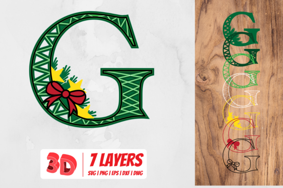 3D Christmas Letter G for Creative Projects