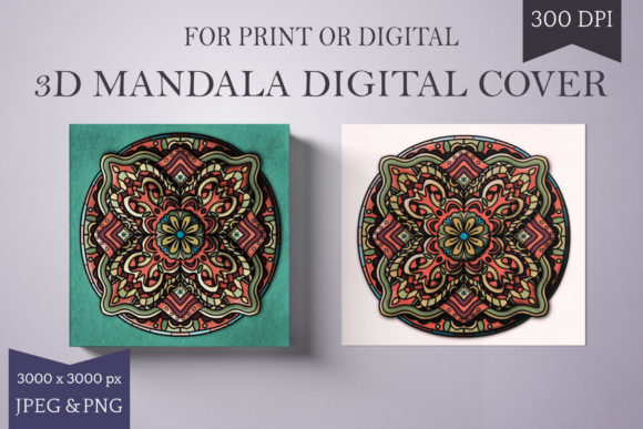 3D Colored Mandala - Green and Orange