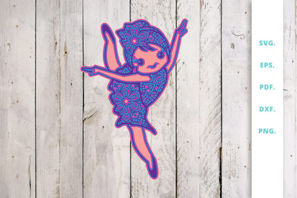 3D Cute Ballerina Out of Mandala V7: A Versatile Design for Crafters