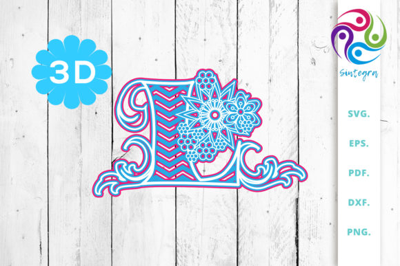 3D Multilayer Floral Chevron Letter L