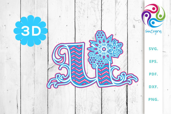 3D Multilayer Floral Chevron Letter U: Elevating Your Creative Projects