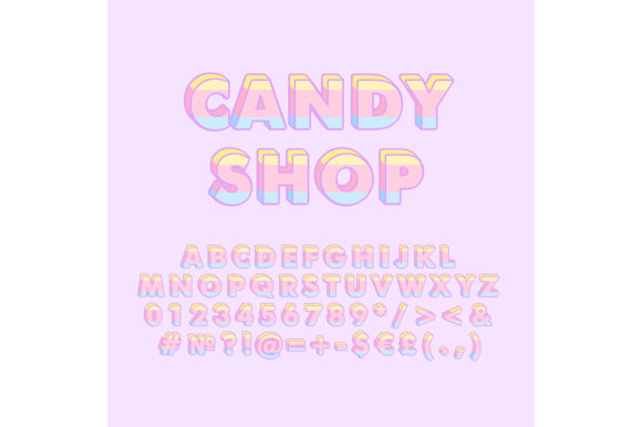Candy Shop Vintage 3D Vector Alphabet