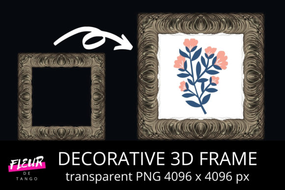 Decorative 3D Square Frame Clipart V.26: A Versatile Design Asset for Creative Projects