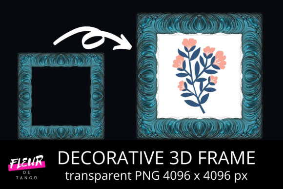 Decorative 3D Square Frame Clipart V.30: A Versatile Design Asset for Creative Projects