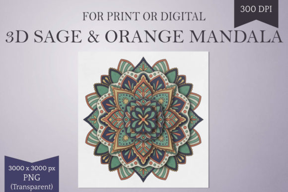 Printable 3D Colored Mandala Designs